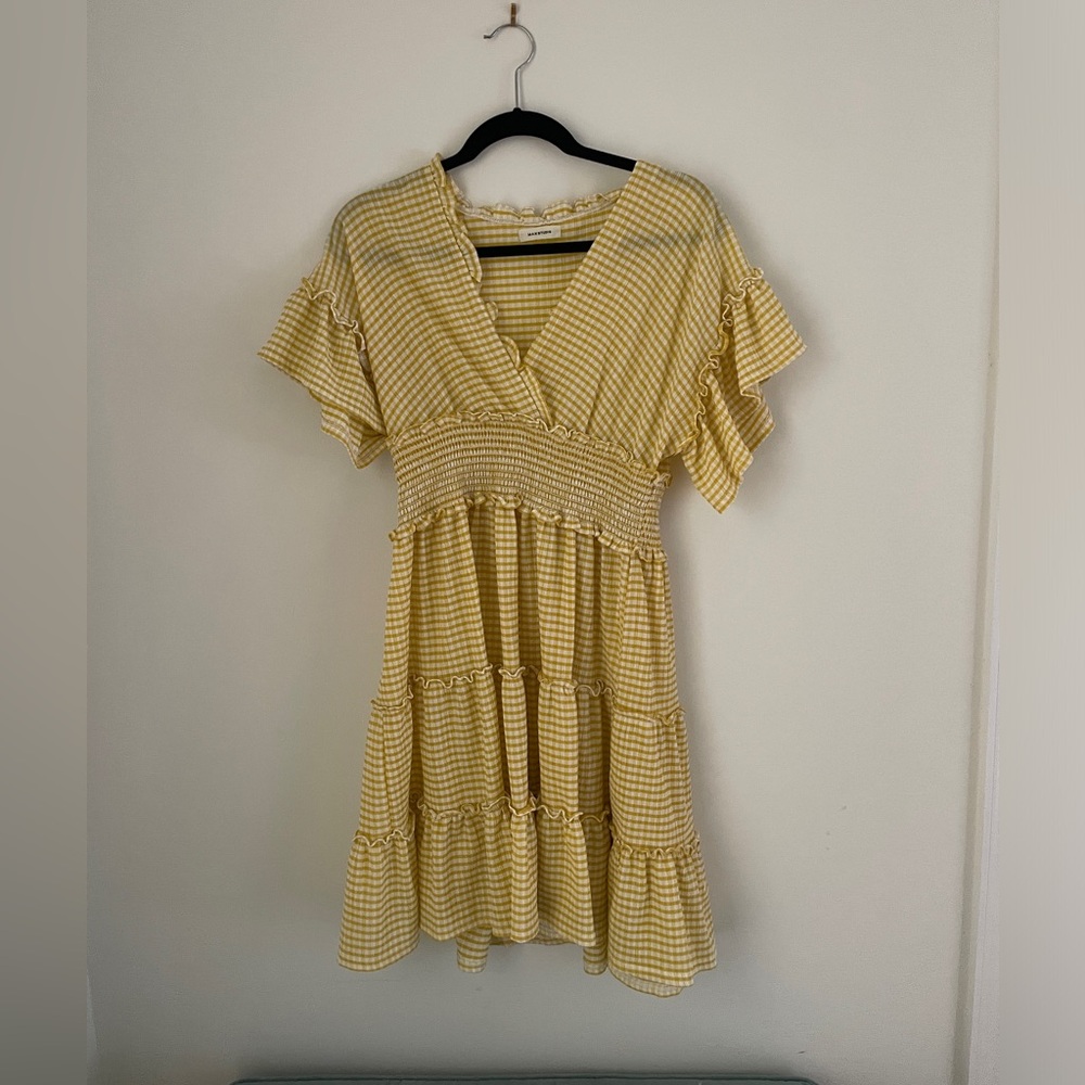 Gingham tiered ruffle dress